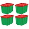 IRIS Christmas Plastic Storage Bins with Lids and Secure Latching Buckles, Holiday Red